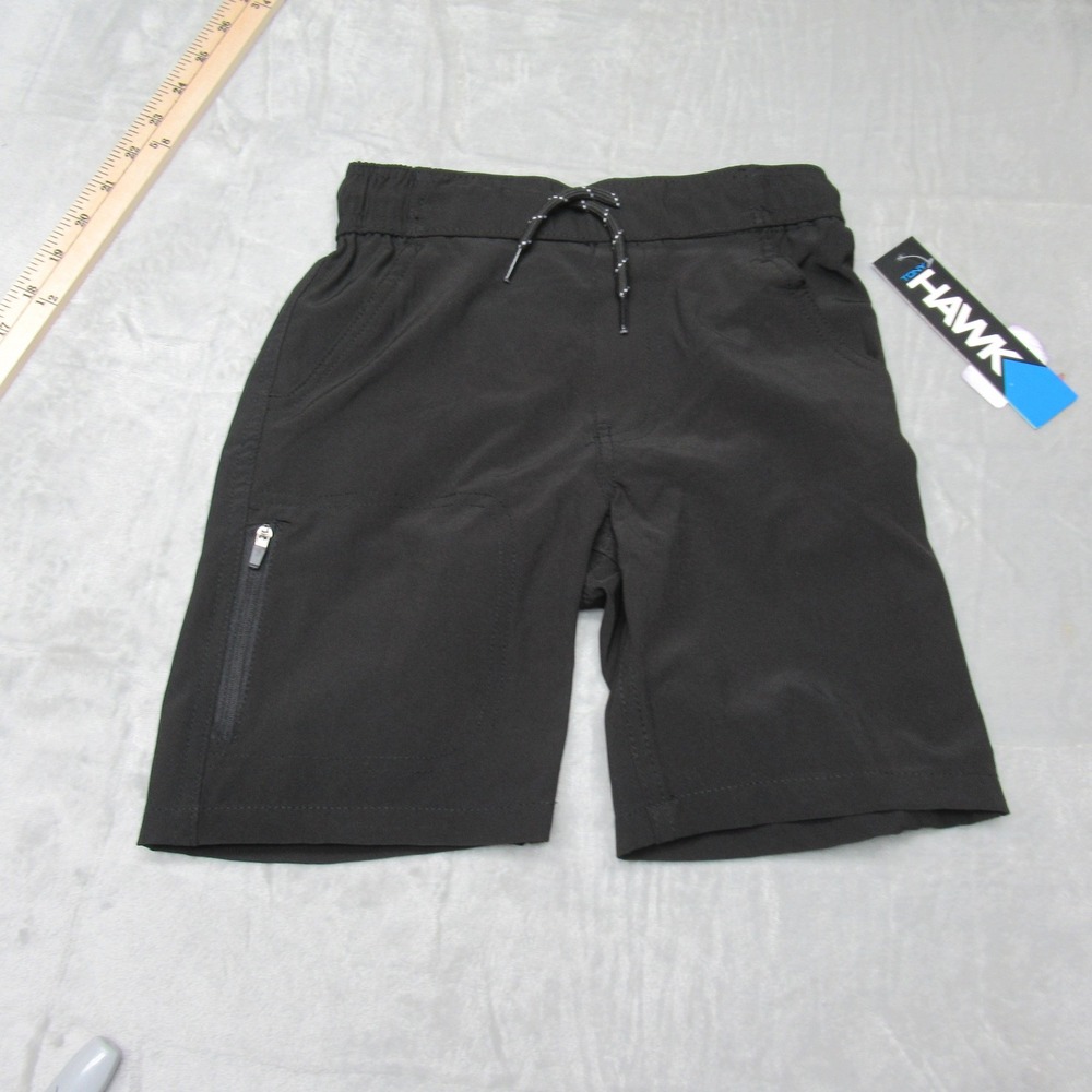 Hawk Shorts Youth Large 7 Black Drawstring Waist Active Pocket Stretch $30 NEW‎